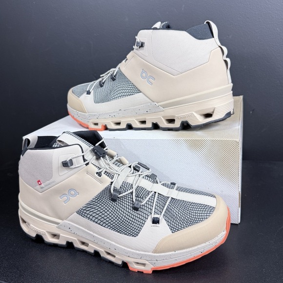 On Running Cloudtrax Men's Size 8.5 Sensa Sand Flame Hiking Mid Boot Shoes Tan - Picture 2 of 15